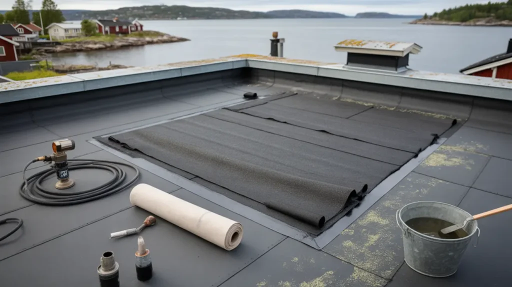 p l ggning av ny takpapp p befintlig papp i kvarnholmen nacka