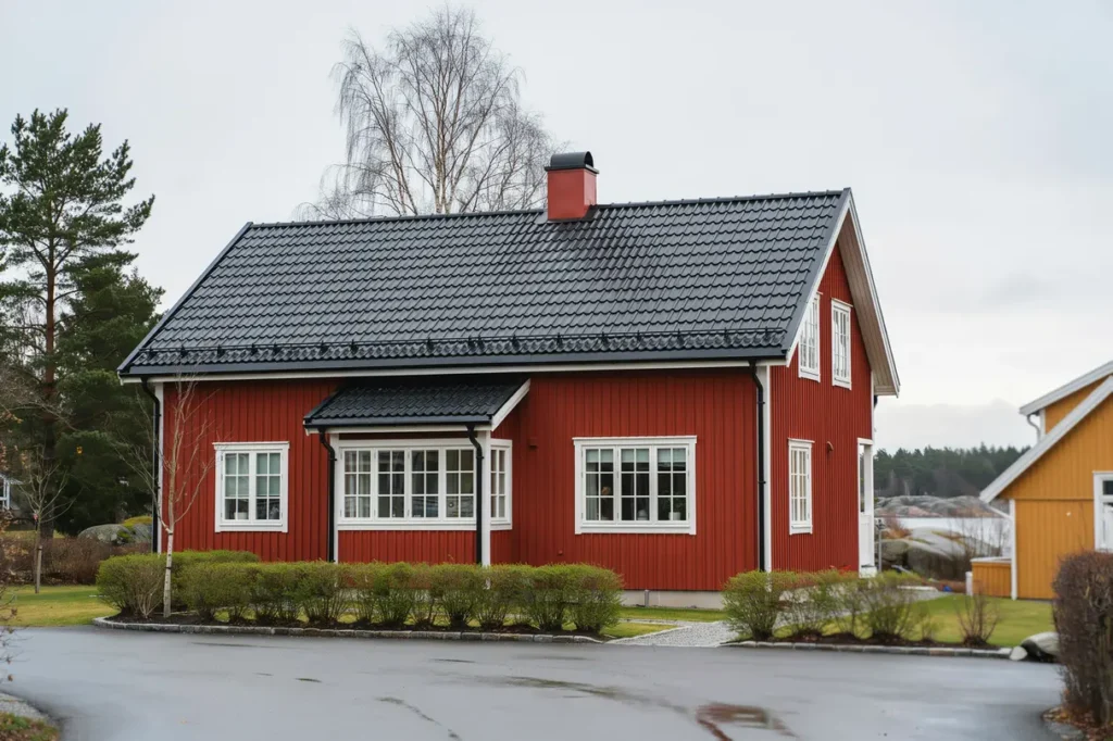 oml ggning av takpannor med nytt underlagstak i fisks tra nacka